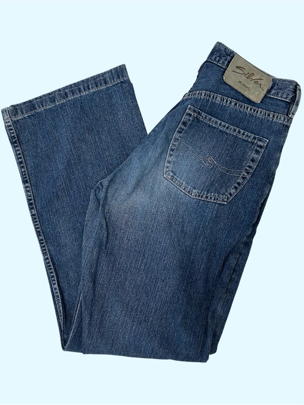 Vintage 90s Y2K Silver Jeans 29x32 Wide Leg Button Fly Made Canada Denim Jeans